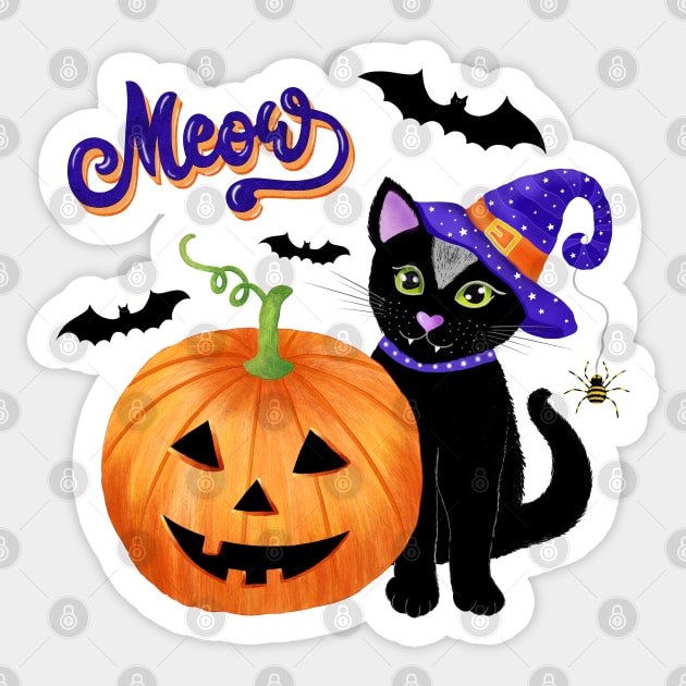 Spooky Halloween Cat Sticker by CalliLetters